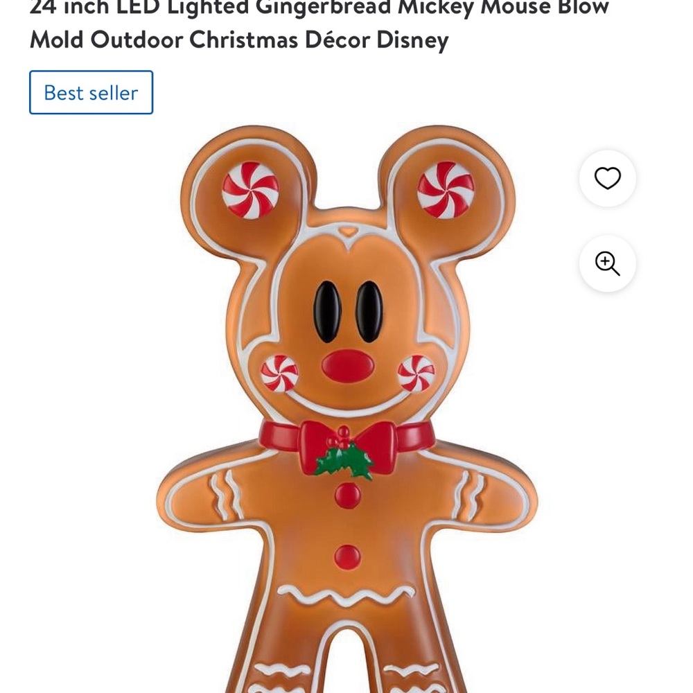 NWT Viral Disney Mickey & Minnie 24" LED Lighted Gingerbread Blow Mold Decor - Picture 3 of 4